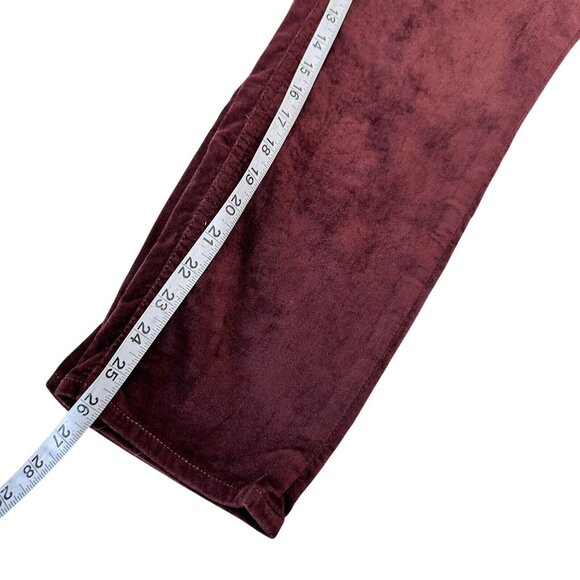 LOFT Red Maroon Burgundy Velvet Pant Women SZ 14/32 Petite-Modern Skinny - Picture 6 of 16